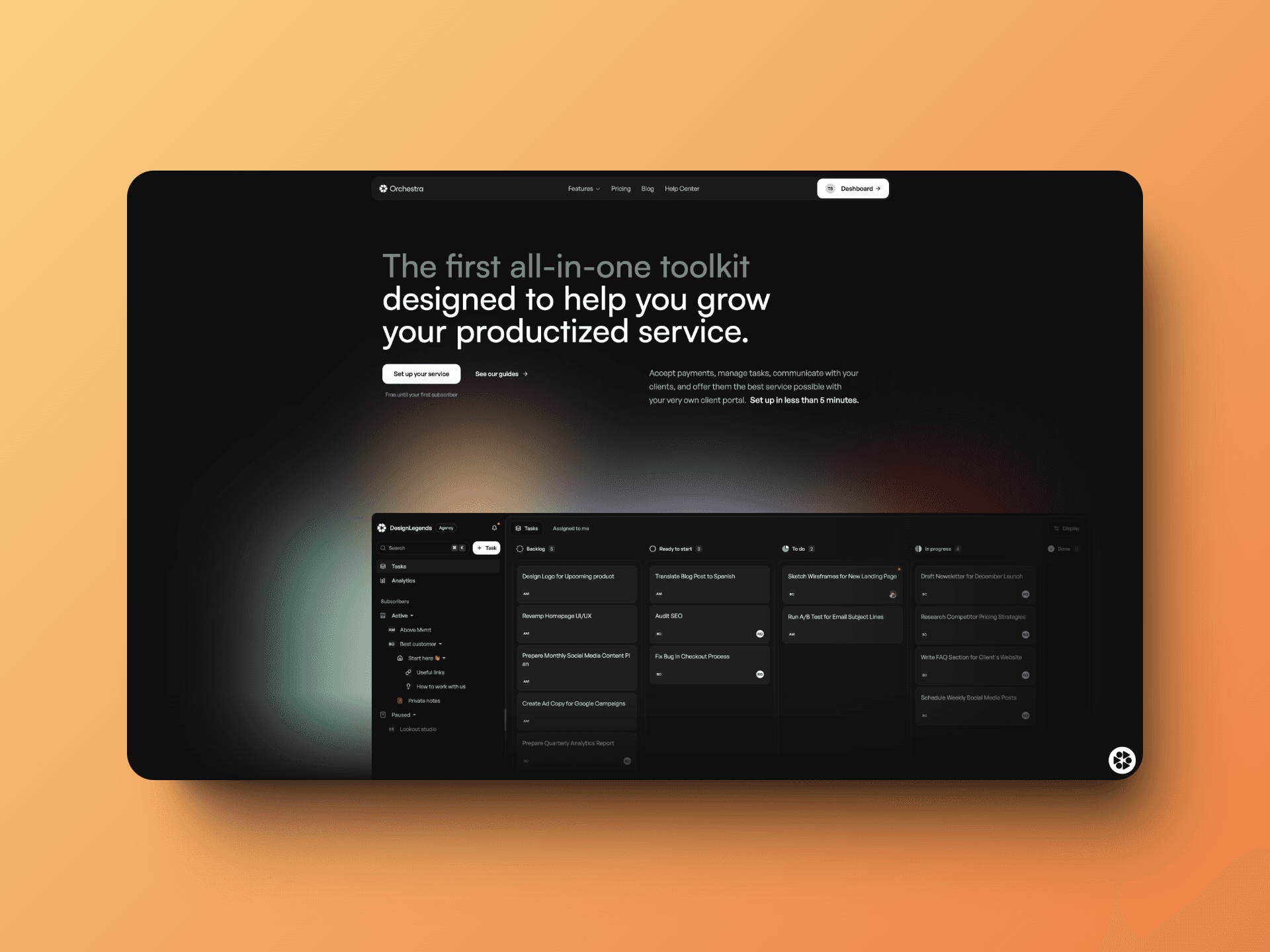 Orchestra Landing page