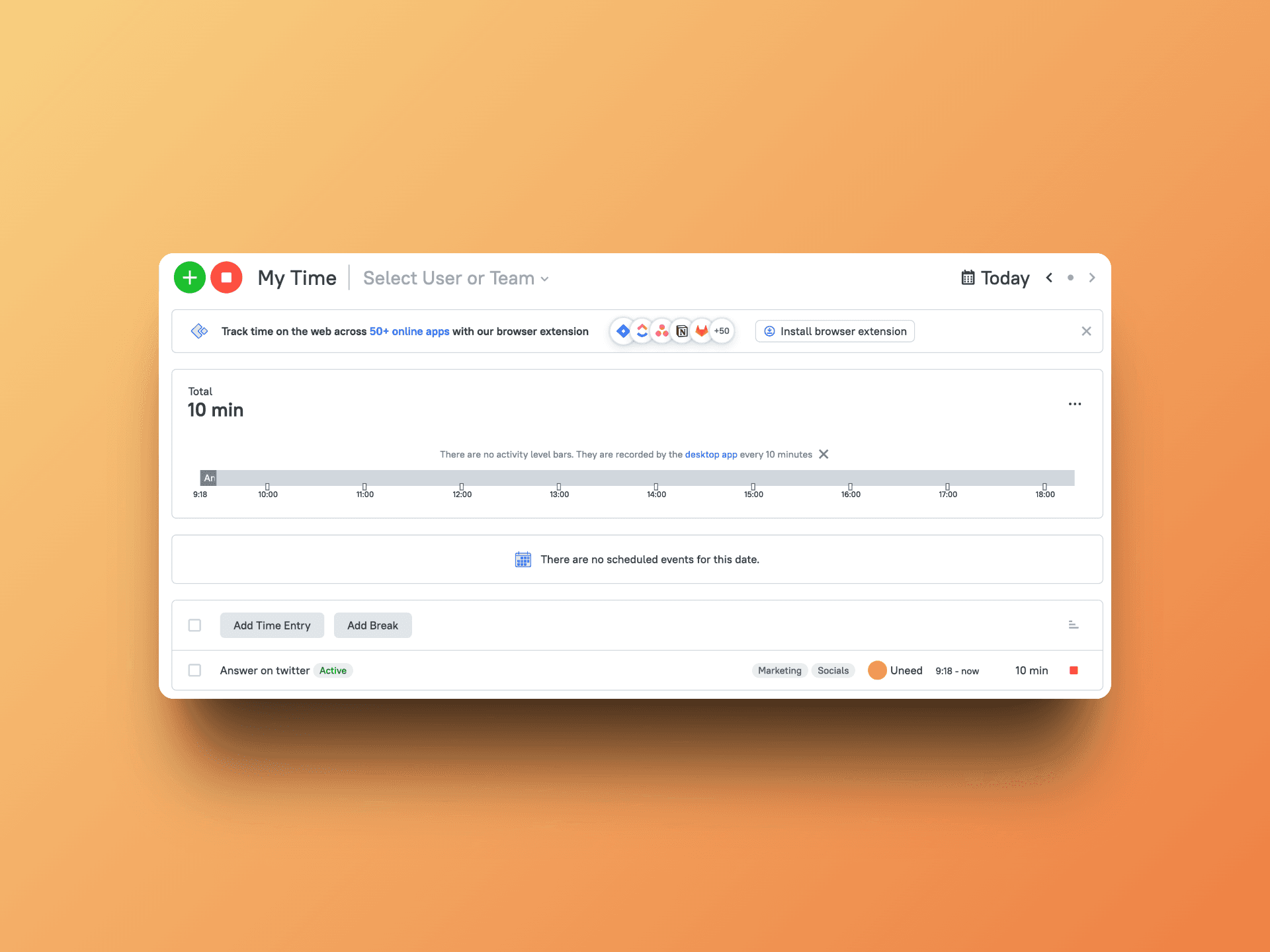 Detailed time tracking with project assignment and tags