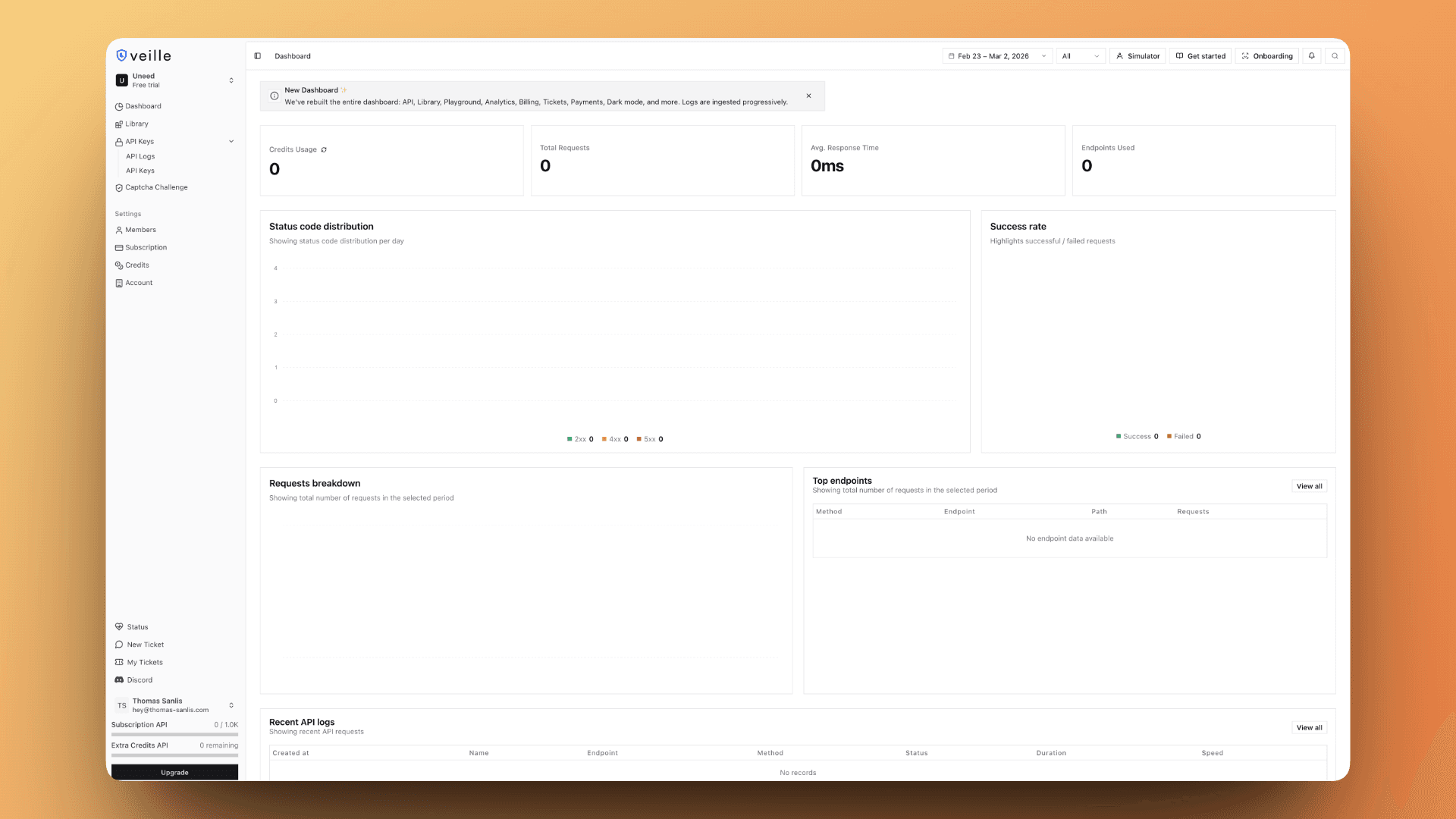 Veille's dashboard