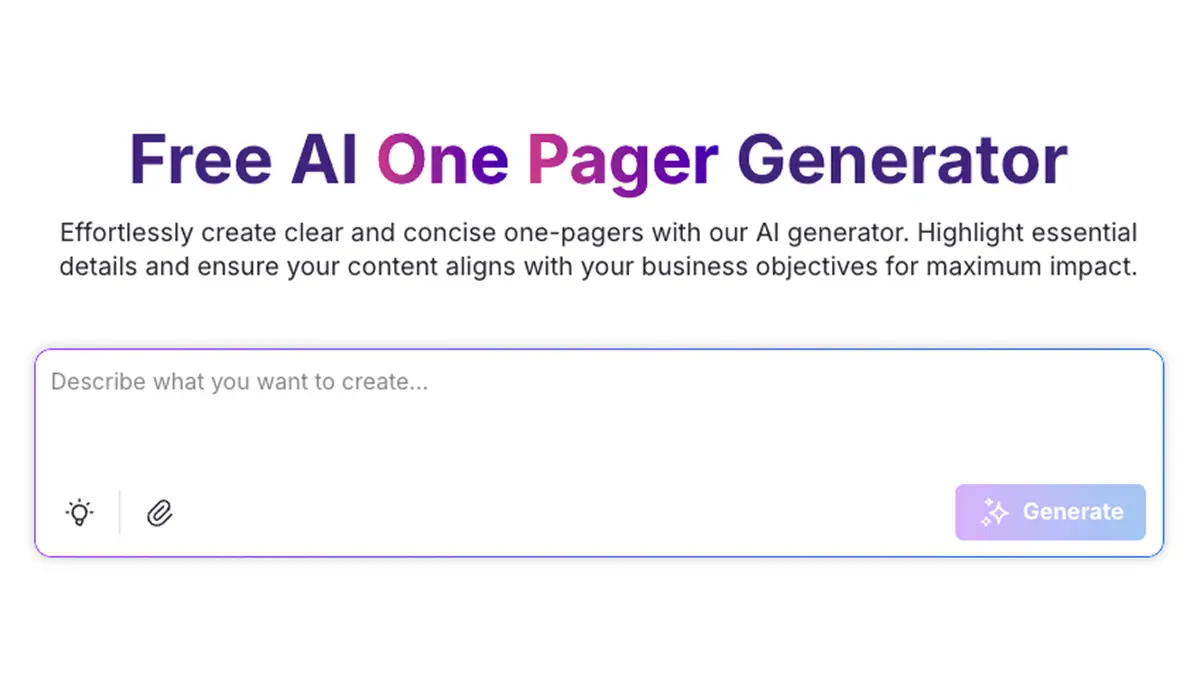 AI One Pager Generator screenshot 1