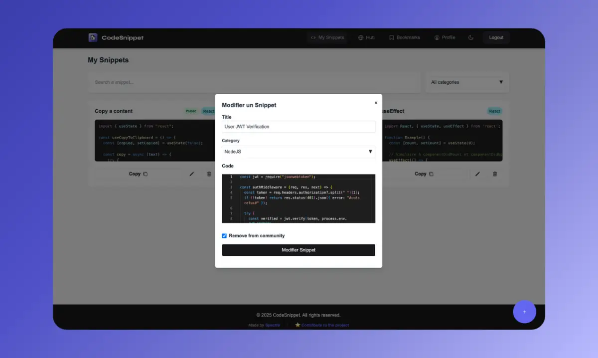 Codesnippet screenshot 1