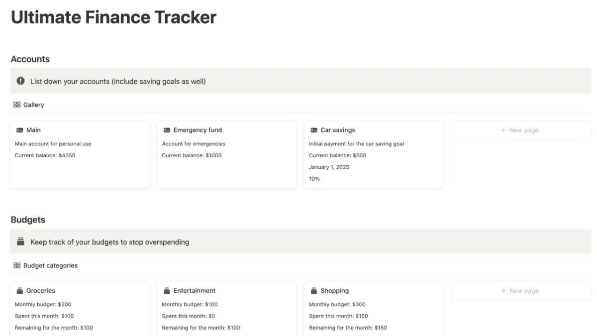 Notion Ultimate Finance Tracker screenshot 3
