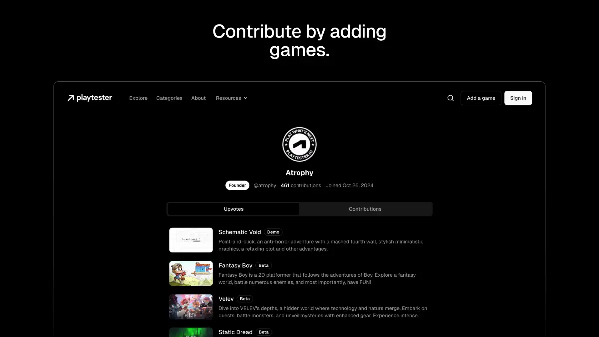 Playtester screenshot 3