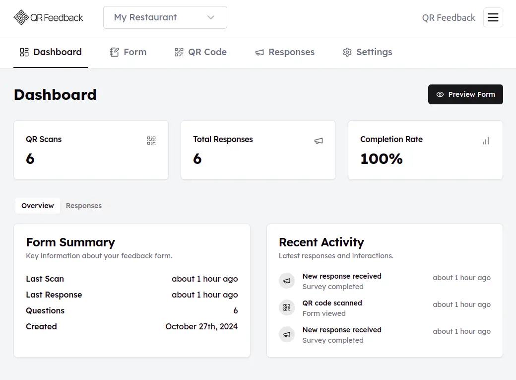 QR Feedback screenshot 2