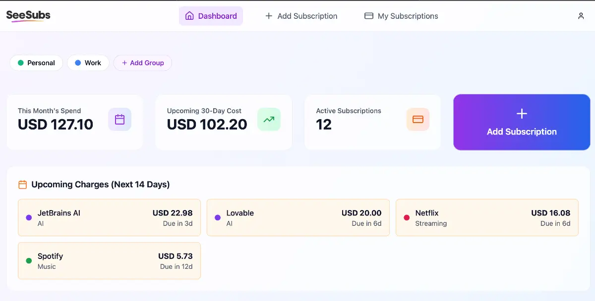 SeeSubs screenshot 1