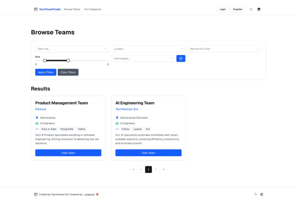TechTeamFinder screenshot 2