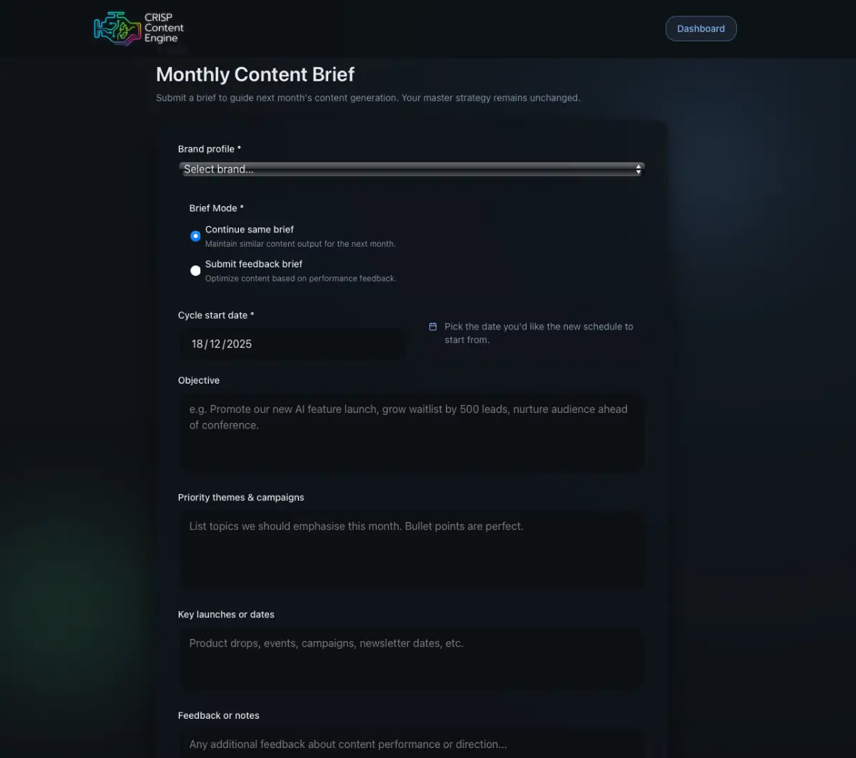 CRISP Content Engine screenshot 2