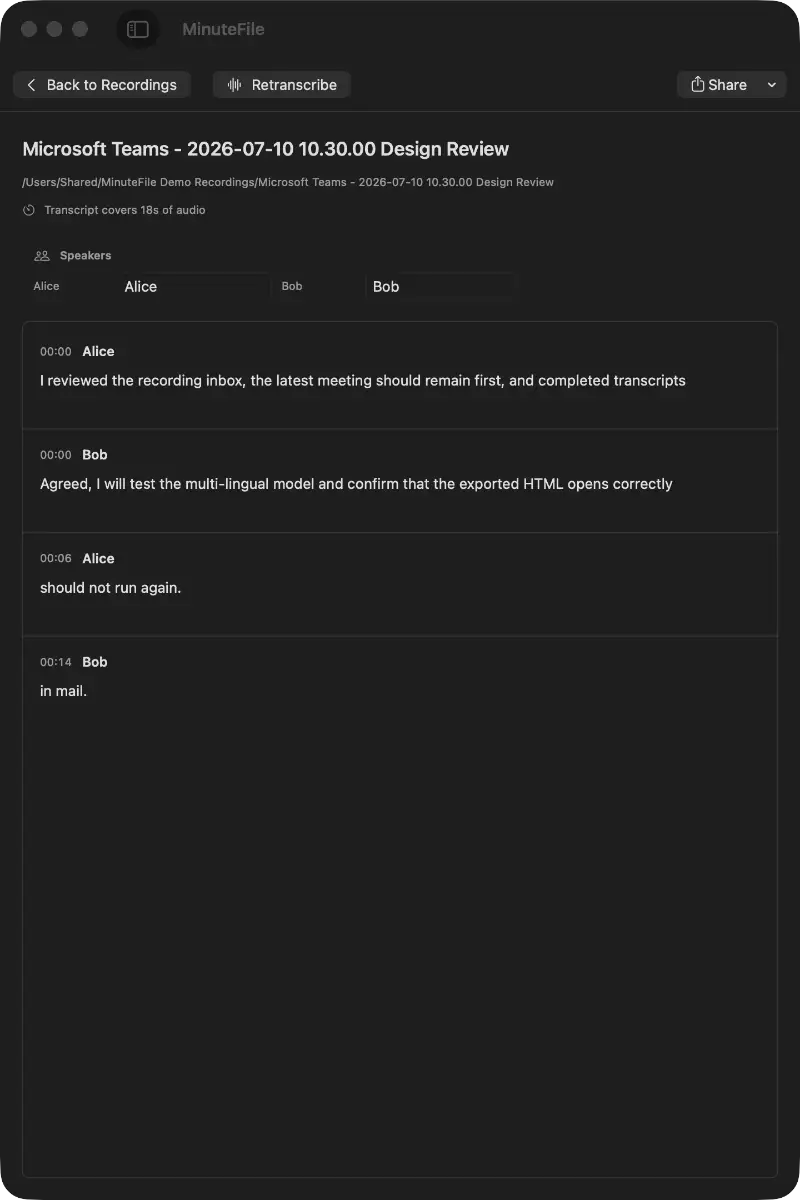 MinuteFile screenshot 2