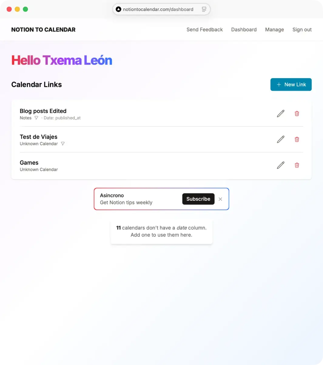 Notion to Calendar screenshot 2