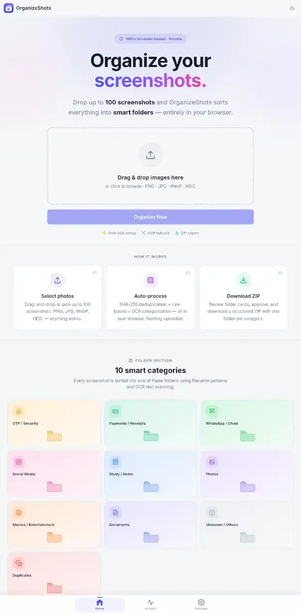 OrganizeShots screenshot 2