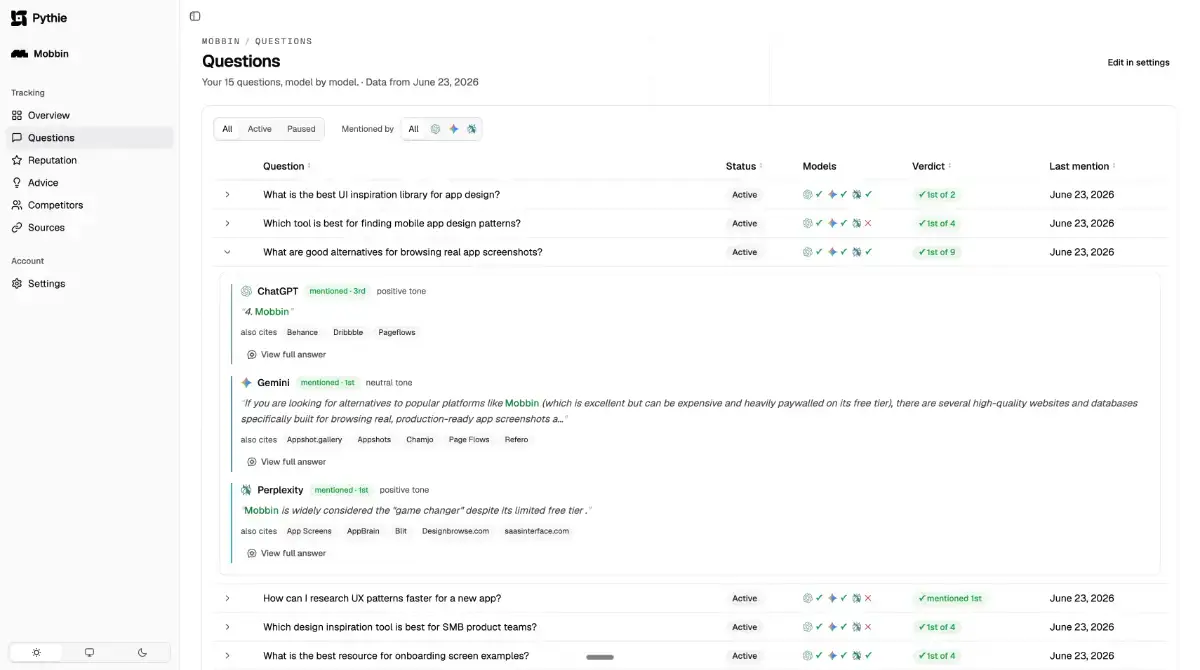 Pythie - AI Visibilty screenshot 3