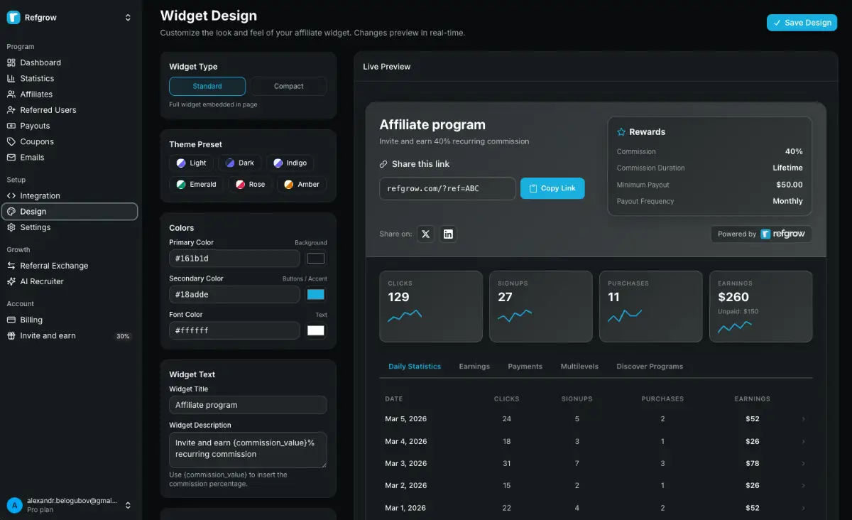 Refgrow screenshot 2