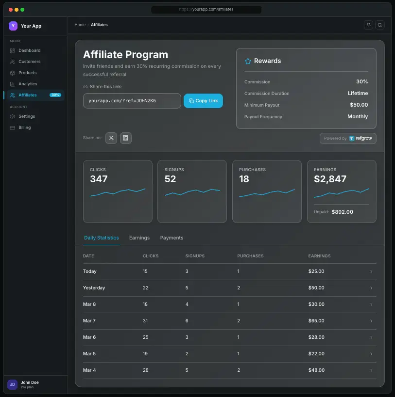 Refgrow screenshot 3
