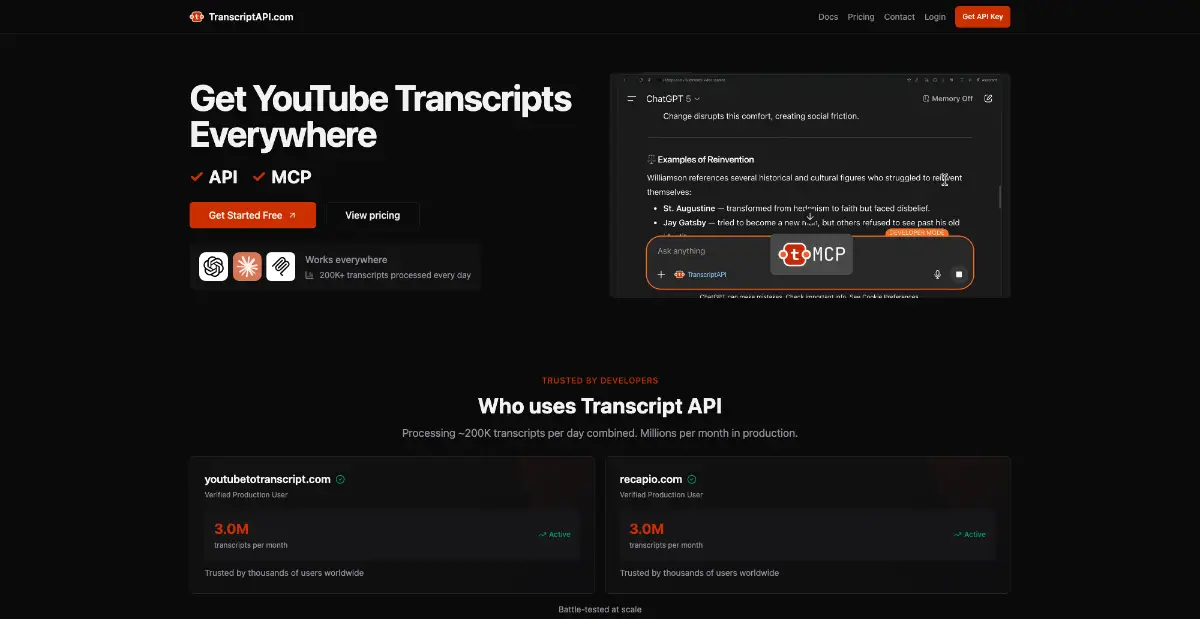 TranscriptAPI product image