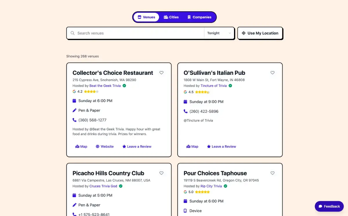 TriviaNearMe screenshot 1
