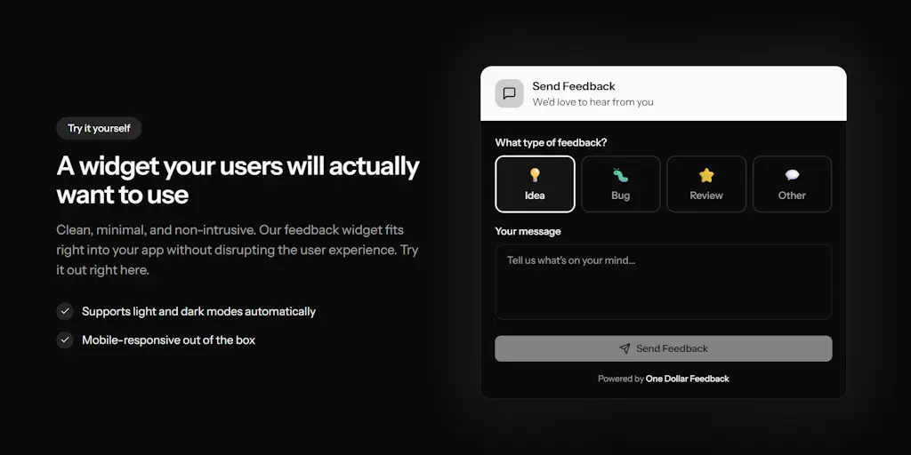 OneDollarFeedback screenshot 2